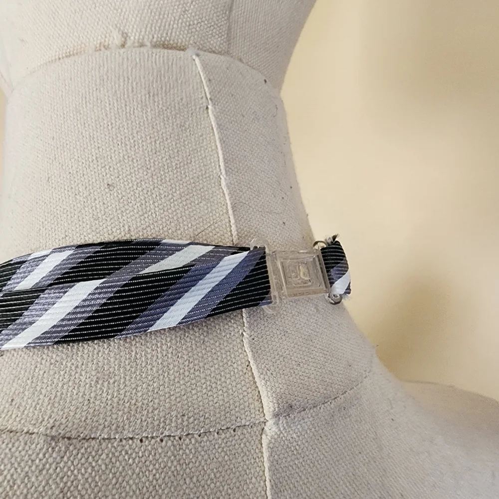Black/Grey/White Striped Bowtie